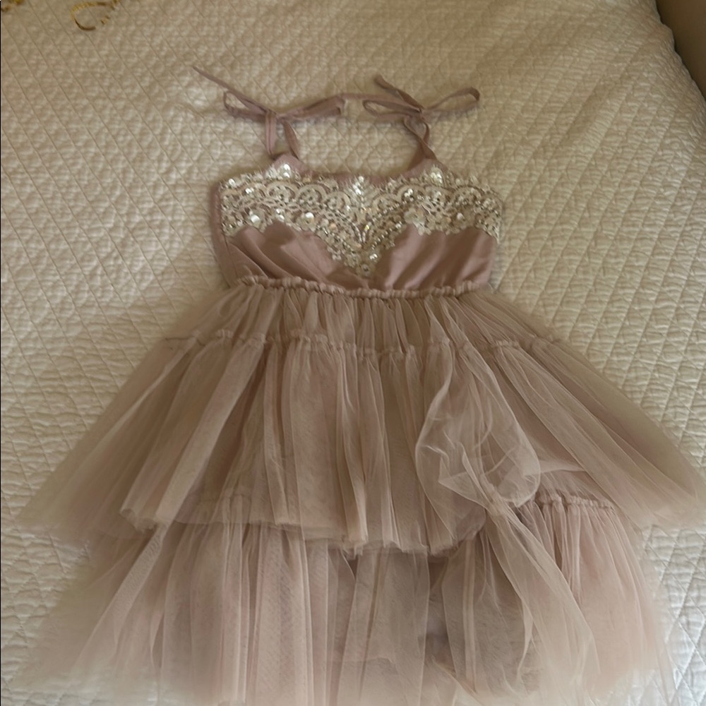 Tutu Du Monde Pink Sequin Tiered Babydoll Dress